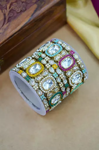 Traditional multy kundan antique bangles collection