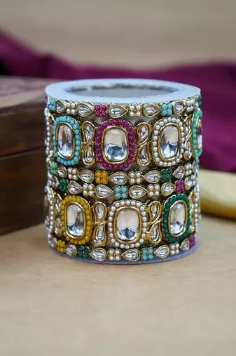 Traditional multy kundan antique bangles collection