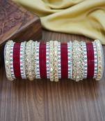 Red & white dotted punjabi chuda set