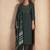 Dark green embroidered with sequined work cotton blend straight kurta set for women