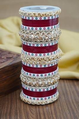 Red & white dotted punjabi chuda set 3