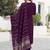 Wine embroidered chinon straight kurta set with dupatta