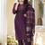 Wine embroidered silk blend straight kurta set with dupatta for women