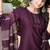 Wine embroidered silk blend straight kurta set with dupatta for women