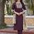 Wine embroidered silk blend straight kurta set with dupatta for women