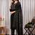 Black foil printed chinon cotton blend straight kurta set with dupatta