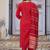 Red embroidered cotton blend straight kurta set with dupatta for women