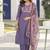 Lavender printed chinon straight kurta set with dupatta