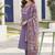 Lavender printed chinon straight kurta set with dupatta