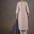 Cream printed chinnon straight kurta set for women