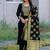 Black jacquard cotton blend jacquard straight kurta set with dupatta for women