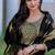 Black jacquard cotton blend jacquard straight kurta set with dupatta for women