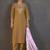 Mustard embroidered cotton blend straight kurta set for women
