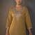 Mustard embroidered cotton blend straight kurta set for women
