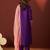 Purple embroidered chinnon straight kurta set with dupatta for women