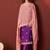 Purple embroidered chinnon straight kurta set with dupatta for women