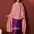 Purple embroidered chinnon straight kurta set with dupatta for women