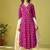 Pink printed viscose rayon anarkali kurta set with dupatta for women