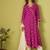 Pink printed viscose rayon anarkali kurta set with dupatta for women