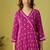 Pink printed viscose rayon anarkali kurta set with dupatta for women