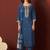 Rama blue embroidered chinnon straight kurta set with dupatta