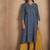 Navy blue printed viscose rayon anarkali kurta set for women