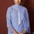 Sky blue schiffly with lace work pure cotton straight kurta set with dupatta for women