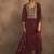 Maroon embroidered chinnon straight kurta set with dupatta