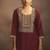 Maroon embroidered chinnon straight kurta set with dupatta