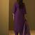 Purple embroidery cotton blend straight kurta set with printed dupatta