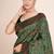 sea green banarasi silk blend saree with zari weaving detailing