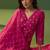 Pink printed chinnon cotton bland anarkali kurta set with printed dupatta