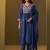 Navy blue embroidery pure cotton flared kurta set with dupatta