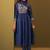 Navy blue embroidery pure cotton flared kurta set with dupatta