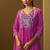 Light pink embroidery pure cotton flared kurta set with dupatta