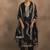 Black jacquard art silk straight kurta set with dupatta