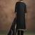 Black jacquard art silk straight kurta set with dupatta
