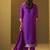 Purple jacquard art silk straight kurta set with dupatta for women