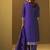 Navy blue jacquard art silk straight kurta set with dupatta for women