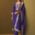 Navy blue jacquard art silk straight kurta set with dupatta for women