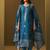 Turquoise blue jacquard art silk straight kurta set with dupatta