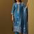 Turquoise blue jacquard art silk straight kurta set with dupatta