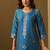 Turquoise blue jacquard art silk straight kurta set with dupatta