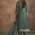 Dusty green jacquard art silk straight kurta set with dupatta