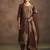 Brown jacquard art silk straight kurta set with dupatta