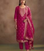 Rani jacquard art silk straight kurta set with dupatta