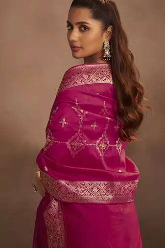 Rani jacquard art silk straight kurta set with dupatta