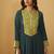 Green embroidered art silk anarkali kurta set with dupatta