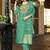 Sea green embroidered chinnon straight kurta set with jacquard dupatta