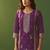 Purple jacquard art silk straight kurta set with cotton bottom & silk jacquard dupatta